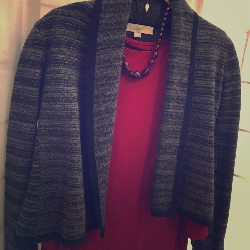 LOFT Gray and black wool Sweater blazer